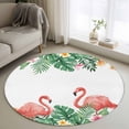 thumbnail image 1 of Pink Flamingo Birds Round Rug 3.3ft Washable Circle Entryway Rugs Non Slip Summer Tropical Plants Flowers Area Rug Indoor Floor Carpet for Bedroom Kitchen Living Room Home Office Dining Room Nursery, 1 of 8