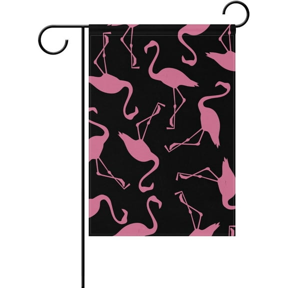 Pink Flamingo Black Decorative Double Sided Garden Flag 12 x 18 inch