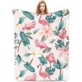 thumbnail image 1 of Pink Flamingo Blanket 80''''x60'''' Cute Flower Throw Blanket for Women Girls Lightweight Soft Plush for Crib Couch Travel Gifts for Flamingo Lovers Birthday Decorations Christmas Decor Abstract, 1 of 6
