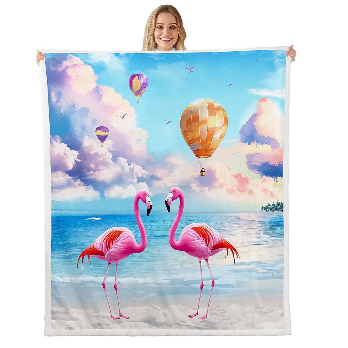 Cute Flamingo Quilted Blanket NCU0VL474