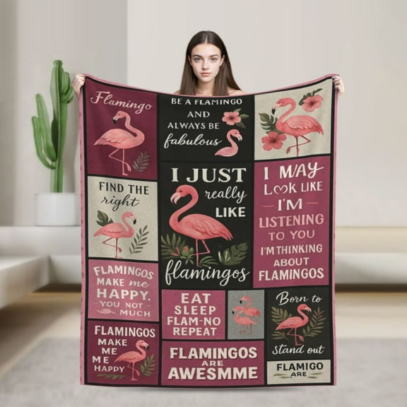 Pink Flamingo Blanket, Flamingo Gifts for Women, Flamingos Decor, Gifts for Flamingo Lovers on Christmas Birthday 50x40