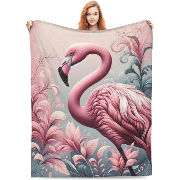 Pink Flamingo Blanket Gifts for Kids Adults Soft Warm Lightweight Cozy Cute Flamingos Floral Throw Blankets for Bed Living Room Sofa Couch Birthday Decor 50x60in