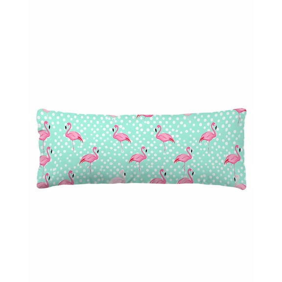 Pink Flamingo Body Pillow Cover 20 x 60 Inch Decorative Pillow Cover White Green Polka Dot Modern Art Lumbar Pillowcase Seasonal Rectangle Cushion Case for Couch Sofa Bed Living Room