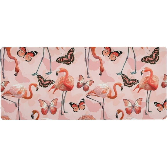 Pink Flamingo Butterfly Large Gaming Mouse Pad Big Mousepad Mice Keyboard Mat with Non-Slip Rubber Base for Computer Laptop Home & Office, 35.4 X 15.7 inch