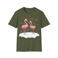 thumbnail image 1 of Pink Flamingo Christmas Lighting Xmas Tree Santa Hat Novelty Unisex T-Shirt, 1 of 4
