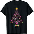 thumbnail image 1 of Pink Flamingo Christmas Tree Cute Flamingos Holiday Decor T-Shirt Tops Tee, 1 of 4