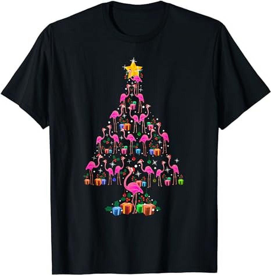 Pink Flamingo Christmas Tree Cute Flamingos Holiday Decor TShirt