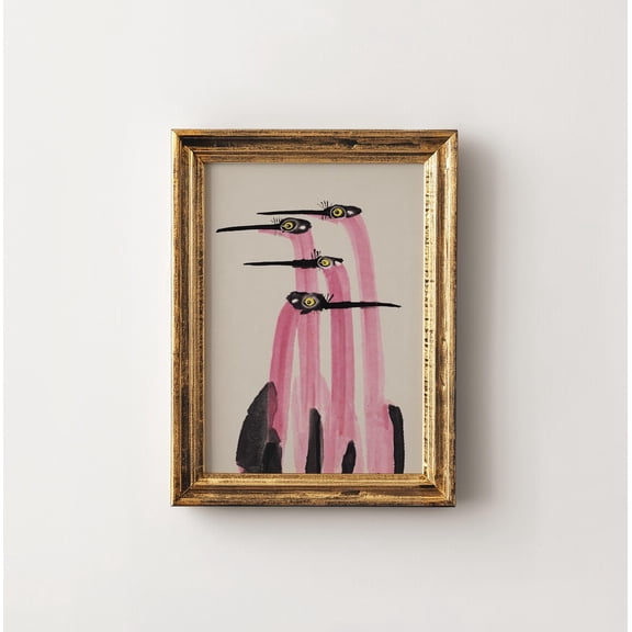 Pink Flamingo Coastal Wall Art, Unframed Paper Poster 8x10in