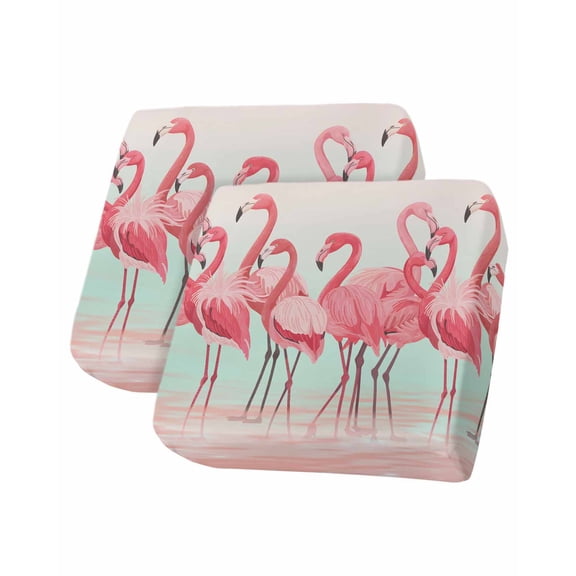 Pink Flamingo Couch Cushion Covers Stretch, Washable Sofa Seat Covers Individual Seat Cushion Sofa Slipcovers Summer Tropical Flamingo Hawaii Animals Couch Cover Furniture Protector S-2PCS