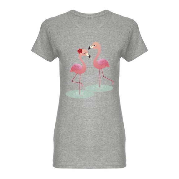Pink Flamingo Couple Design Shaped T-Shirt Women -Image by Shutterstock, Female Medium