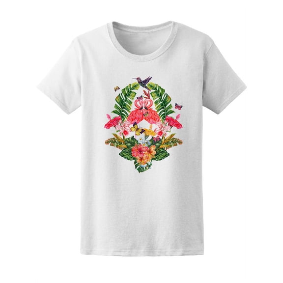 Pink Flamingo Couple T-Shirt Women -Image by Shutterstock, Female Large