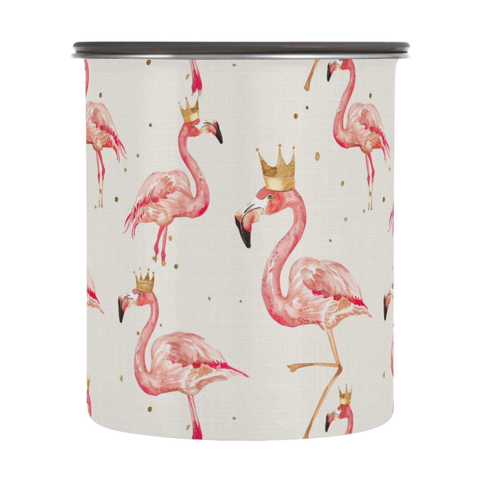 Pink Flamingo Crown Airtight Coffee Bean Canister 30oz Food Storage Containers with Lids For Gournd, Tea, Sugar, Flour, Rice, Cereal, Candy Cookie Jar