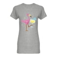 thumbnail image 1 of Pink Flamingo Drinking Cocktail Shaped T-Shirt Women -Image by Shutterstock, Female Small, 1 of 2