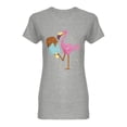 thumbnail image 1 of Pink Flamingo Eating Ice Cream Shaped T-Shirt Women -Image by Shutterstock, Female XX-Large, 1 of 2