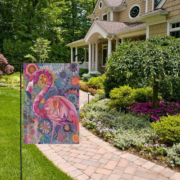Pink Flamingo Garden Flag Double Sided 12 x 18 Inch Outside Yard Decoration Outdoor Flag