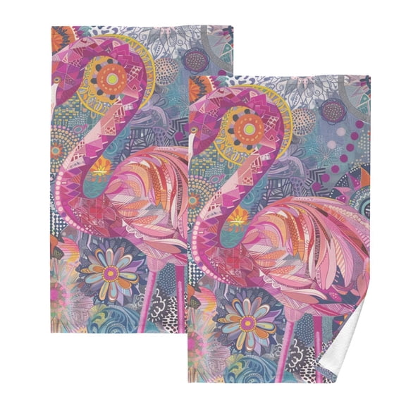 Pink Flamingo Hand Towels Cotton Bath Towels Large Face Towels Absorbent for Bathroom 2 Packs