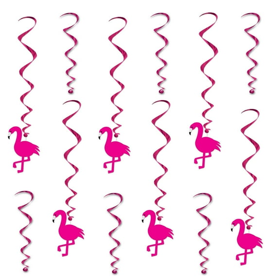 Pink Flamingo Hanging Swirls (12 Pcs) - 1 Pack