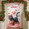 thumbnail image 1 of Pink Flamingo Happy Valentine's Day Banner Red Roses Romantic Design Heart Elements Gold Glitter for Couples Romantic Party Indoor Decoration Valentine's Celebration, 1 of 8