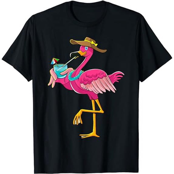 Pink Flamingo Hawaiian Summer Tropical Luau Women Kids T-Shirt