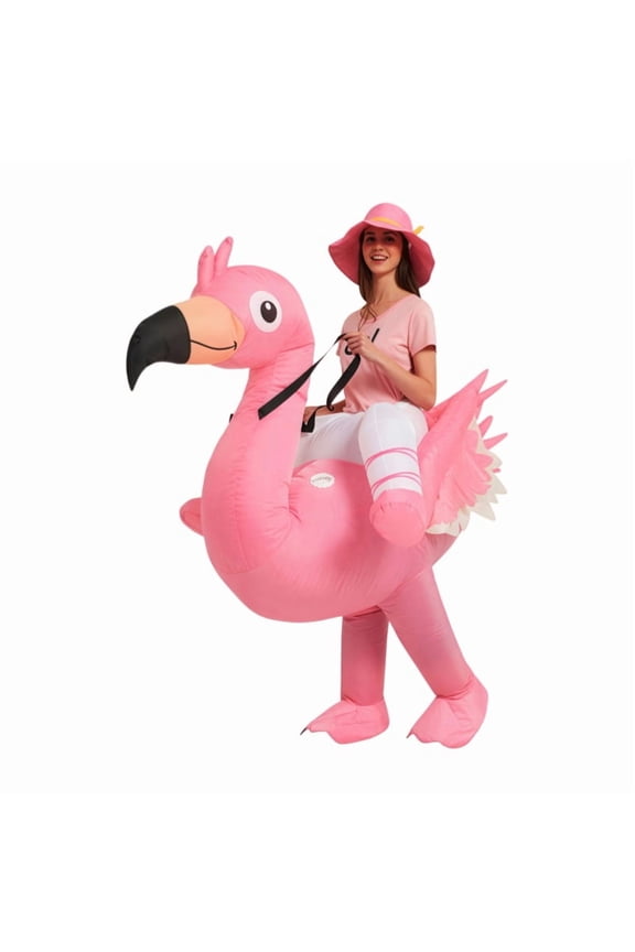 Pink Flamingo Inflatable Costume Christmas Halloween Animal Theme Party Inflatable Dress Up Animal Inflatable Suit,Height 59"74.8",Flamingo
