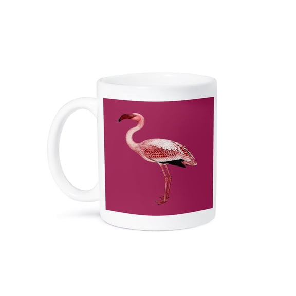 Pink Flamingo Isolated Vector Art On Fuschia Pink, 15oz Mug