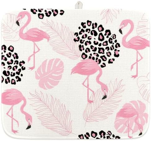 Pink Flamingo Large 16×18 Inch Dish Drying Mat Super Absorbent ...
