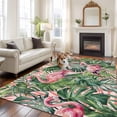 thumbnail image 1 of Pink Flamingo Large Area Rugs 5x8 ft Country Tropical Animal Green Monstera Leaf Plant Farm Washable Rug Non Slip Indoor Carpet Absorbent Floor Mat for Living Room Bedroom Dining Room, 1 of 9