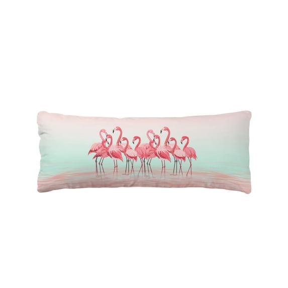 Pink Flamingo Long Body Pillow Cover 20x60 Inch, Summer Tropical Flamingo Hawaii Animals Decorative Pillowcase with Zipper, Microfiber Pillow Protector, Soft Breathable Long Pillowcases for Women
