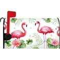 thumbnail image 1 of Pink Flamingo Magnetic Mailbox Cover Tropical Floral Green Leaves Pink Flower Mailbox Covers Magnetic Standard Size 18x21 Inch Cute Animals Flamingo Mail Box Cover for Garden House Decor, 1 of 6