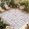 thumbnail image 1 of Pink Flamingo Outdoor Rug 4x6 Ft - Reversible Patio Rug Outdoor Camping Rugs, Summer Tropical Animals Grey Plaid Washable Indoor Outdoor Area Rugs, Non-Slip Outdoor Carpet Runner for Deck/Porch, 1 of 7