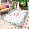 thumbnail image 1 of Pink Flamingo Outdoor Rug 5x8 Ft, Non Slip Washable Area Rug, Tropical Botanical Summer Butterfly Flower Patio Rugs Carpet Runner, Large Floor Mat for Indoor/Outdoor Deck Porch Camping, 1 of 8