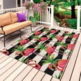 thumbnail image 1 of Pink Flamingo Outdoor Rug for Patio/Deck/Porch, Non-Slip Large Area Rug 3 x 5 Ft, Palm Leaf Black Striped Tropical Plant Indoor Outdoor Rugs Washable Area Rugs, Reversible Camping Rug Carpet Runner, 1 of 8