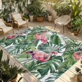 thumbnail image 1 of Pink Flamingo Outdoor Rug for Patio/Deck/Porch, Non-Slip Large Area Rug 4 x 6 Ft, Summer Tropical Plants Green Leaves Indoor Outdoor Rugs Washable Area Rugs, Reversible Camping Rug Carpet Runner, 1 of 8