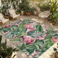 thumbnail image 1 of Pink Flamingo Outdoor Rug for Patio/Deck/Porch, Non-Slip Large Area Rug 5 x 7 Ft, Summer Tropical Watercolor Plants Green Leaves Indoor Outdoor Rugs Washable Area Rugs, Camping Rug Carpet Runner, 1 of 8