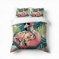 thumbnail image 1 of Pink Flamingo Palm Leaves Tropical Bedding Set 3 Pcs Soft Microfiber Quilt Cover For Bedroom Decor, Comforter Cover With 2 Pillowcase, 1 of 5