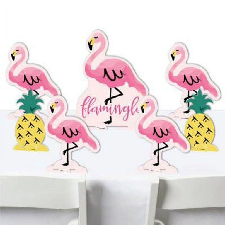 Pink Flamingo Paper Straw Decor - Party Like A Pineapple - Tropical Summer Striped Decorative Straws - Set of 24