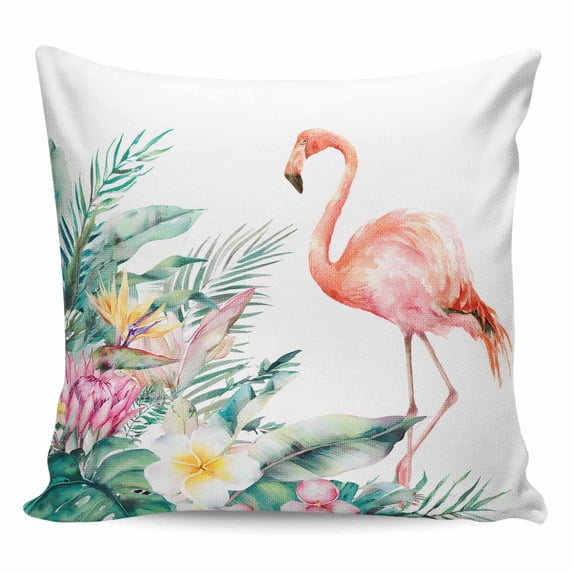 Pink Flamingo Pillow Covers 26x26 Inch Decorative Throw Pillow Cover, Watercolor Summer Botanical Floral Sofa Pillowcases Accent Cushion Case Home Decor Bedroom Living Room