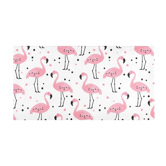 Pink Flamingo Polka Dots Pattern Bath Mat 39x20 Inch Soft Absorbent Non-Slip Plush Bathroom Rug for Floor