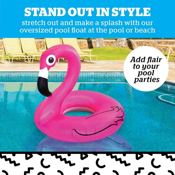 Pink Flamingo Pool Float, Inflatable Swim Ring for Summer Party