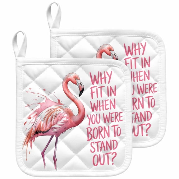 Pink Flamingo Pot Holders for Kitchen Heatproof Potholder, 2 Pack Summer Animal Gradient Watercolor Hot Pads Multipurpose Oven Pads Cloth Potholders Trivet for Cooking and Baking