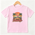 thumbnail image 1 of Pink Flamingo Roller Skate Girls Graphic Tee, Summer Beach 100% Cotton Kids Short Sleeve T-Shirt, 1 of 5