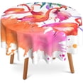 thumbnail image 1 of Pink Flamingo Round Table Cloth 60 Inch,Tropical Palm Leaf Tablecloth Waterproof Stain Resistance Wrinkle Polyester Circle Table Cover for Home Kitchen Dining Party Camping Pinic Decor, 1 of 6
