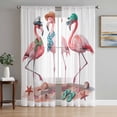 thumbnail image 1 of Pink Flamingo Sheer Curtains 108 Inch Length 2 Panels Set Window Treatments, Summer Coastal Ocean Nautical Sea Beach Rod Pocket Semi Curtains for Living Room/Bedroom/Kitchen Décor, 104"W x 108"L, 1 of 7