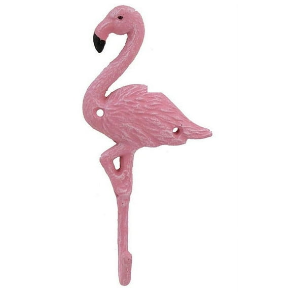 Pink Flamingo Single Wall Hook Painted Cast Iron 8 Inches