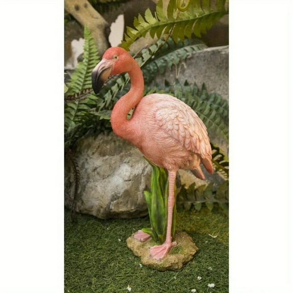 House of Avana Pink Metal Flamingo Statue Stylish Garden Decor Accent