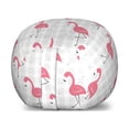 thumbnail image 1 of Pink Flamingo Storage Toy Bag Chair, Cartoon Birds on Pastel Colored Checkered Background Wild Nature, Stuffed Animal Organizer Washable Bag, Small Size, Pale Grey Coral Black, by Ambesonne, 1 of 3