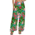 thumbnail image 1 of Pink Flamingo Straight Pants Exotic Birds Print Sexy Wide Pants Womens Oversized Streetwear Custom Trousers, 1 of 2