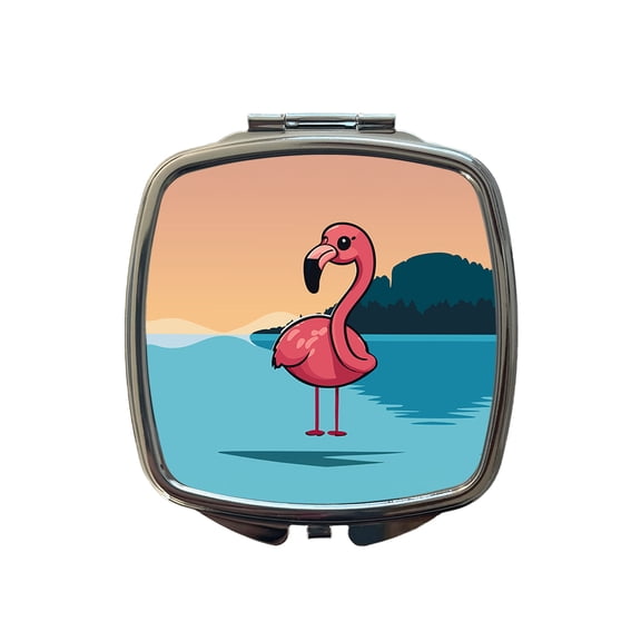 Pink Flamingo Sweet Travel Makeup Handbag Purse Small Pocket Compact Mirror