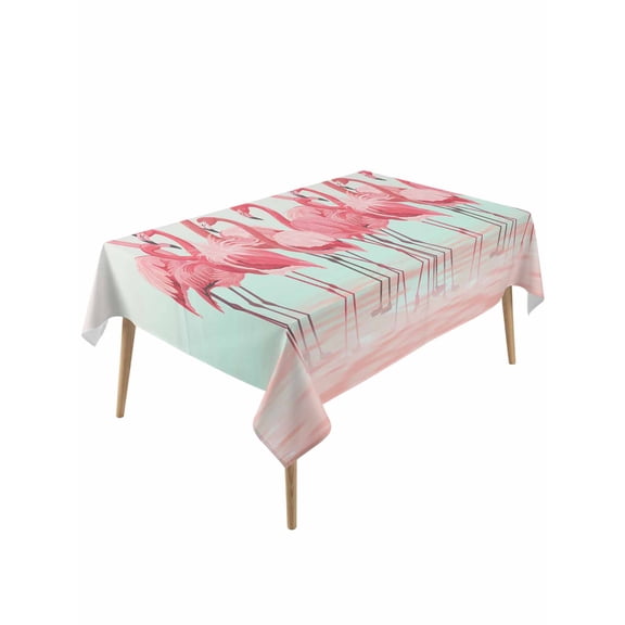Pink Flamingo Table Cloth, Summer Tropical Flamingo Hawaii Animals Waterproof Tablecloth for Rectangle Tables, Reusable Washable Fabric Table Cover for Restaurant Kitchen Dining Tables 60"x120"
