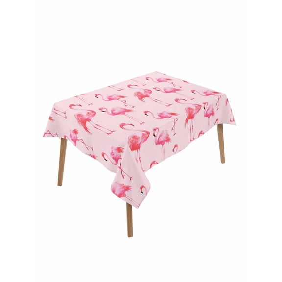 Pink Flamingo Table Cloth, Waterproof Tablecloth for Rectangle Tables, Summer Animals Reusable Washable Fabric Table Cover for Restaurant Kitchen Dining Tables 52"x70"